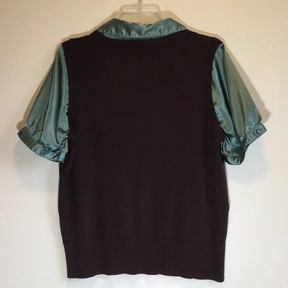 Apt. 9 Sweater/Blouse with belt, brown/turquoise, size 1X - Picture 3 of 7